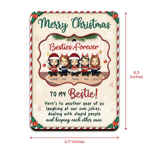 Merry Christmas, Another Year Of Us Being Bestie - Personalized Christmas Wooden Card With Pop Out Ornament - Gift For Bestie, Best Friend, Sister, Birthday Gift For Bestie And Friend, Christmas Gift