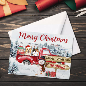 Merry Christmas Family Warmest Wishes - Personalized Custom Christmas Postcard, Christmas Card, Greeting Cards - Gift For Pet Lovers, Christmas Gift