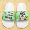 Best Dog Dad Ever - Personalized Slide Sandals, Slippers - Gift For Pet Lovers