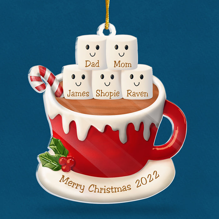 Hot Cocoa And Marshmallows - Personalized Custom Acrylic Shaped Christmas Ornament - Gift For Family, Christmas Gift