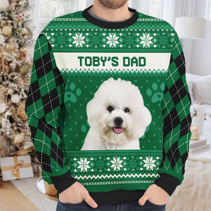 I'm A Dog Mom - Personalized Custom Unisex Ugly Christmas Sweatshirt, Wool Sweatshirt, All-Over-Print Sweatshirt - Upload Image, Gift For Pet Lovers, Christmas Gift