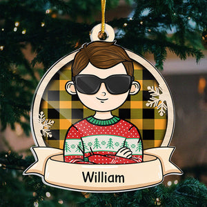 Cool Kids Celebrate Christmas - Personalized Custom Acrylic Shaped Christmas Ornament - Gift For Family, Christmas Gift