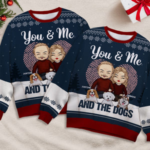 You & Me - Personalized Custom Unisex Ugly Christmas Sweatshirt, Wool Sweatshirt, All-Over-Print Sweatshirt - Gift For Couple, Husband Wife, Anniversary, Engagement, Wedding, Marriage Gift, Christmas Gift