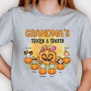 Grandma's Tricks & Treats - Personalized Custom Unisex T-Shirt, Hoodie, Sweatshirt - Gift For Grandma, Grandparents, Halloween Gift