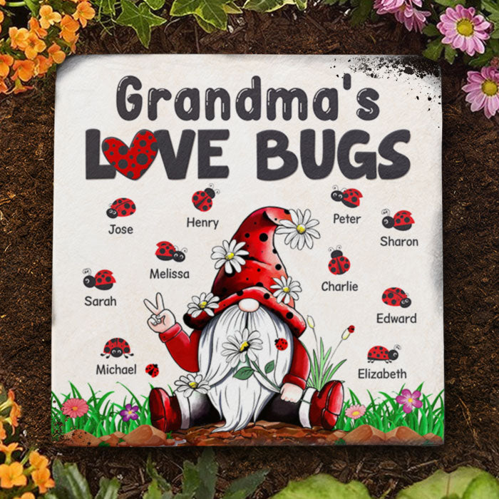 Grandma's Love Bugs - Personalized Garden Stone - Gift For Grandma, Grandparents