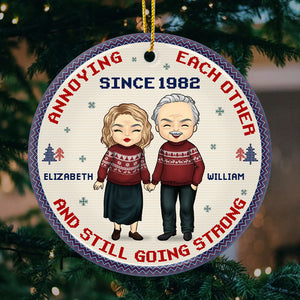 Annoying Each Other - Personalized Custom Round Shaped Ceramic Christmas Ornament - Gift For Couple, Husband Wife, Anniversary, Engagement, Wedding, Marriage Gift, Christmas Gift