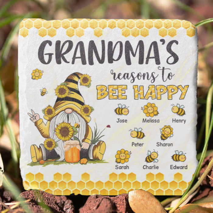 Grandma's Reasons To Bee Happy - Personalized Garden Stone - Gift For Grandma, Grandparents
