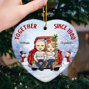 Since We've Been Together - Personalized Custom Heart Shaped Ceramic Christmas Ornament - Gift For Couple, Husband Wife, Anniversary, Engagement, Wedding, Marriage Gift, Christmas Gift