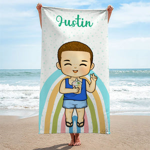 Bring The Joy To The Beach - Kid Personalized Custom Beach Towel - Christmas Gift For Children