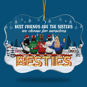 Best Friends Are The Sisters - Personalized Custom Benelux Shaped Acrylic Christmas Ornament - Gift For Bestie, Best Friend, Sister, Birthday Gift For Bestie And Friend, Christmas Gift