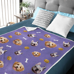 Lovely Pets And Fruit Icons - Personalized Custom Blanket - Upload Image, Gift For Pet Lovers, Christmas Gift