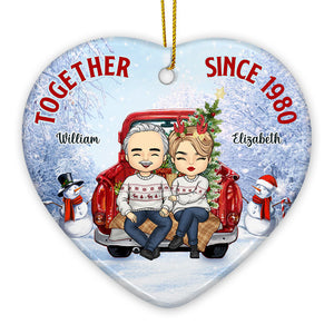 Since We've Been Together - Personalized Custom Heart Shaped Ceramic Christmas Ornament - Gift For Couple, Husband Wife, Anniversary, Engagement, Wedding, Marriage Gift, Christmas Gift