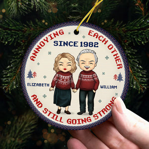 Annoying Each Other - Personalized Custom Round Shaped Ceramic Christmas Ornament - Gift For Couple, Husband Wife, Anniversary, Engagement, Wedding, Marriage Gift, Christmas Gift