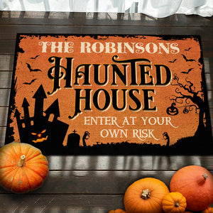 Enter At Your Own Risk - Personalized Decorative Mat, Halloween Ideas..