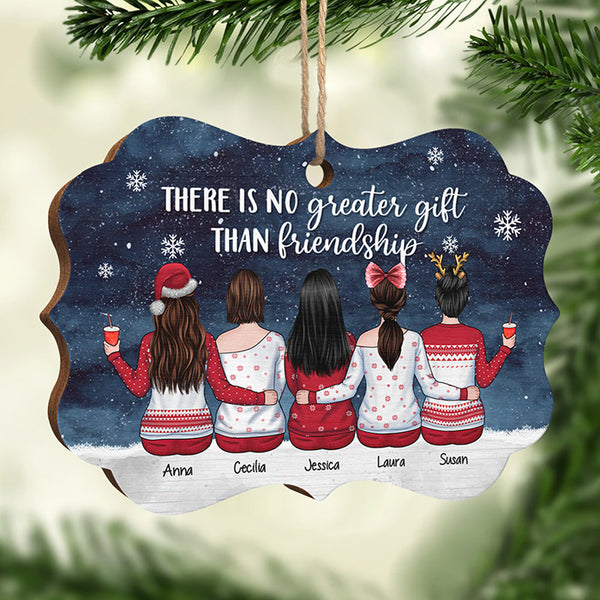 There's No Greater Gift Than Friendship - Personalized Aluminum Ornament -  Family Sitting