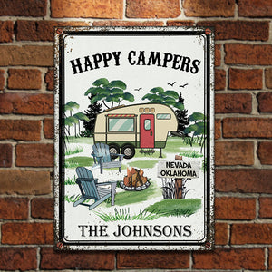 Happy Campers - Camping Personalized Metal Sign.