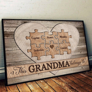 Wooden Heart - Belong To - Personalized Horizontal Poster.