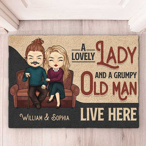 A Lovely Lady & A Grumpy Old Man - Personalized Decorative Mat - Anniversary Gifts, Gift For Couples, Husband Wife
