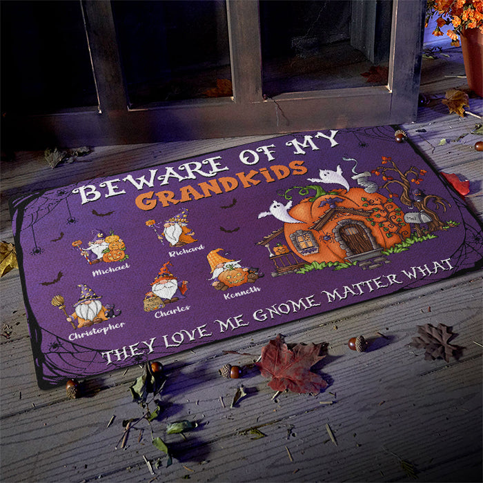 Beware Of My Grandkids - Personalized Decorative Mat, Halloween Ideas..