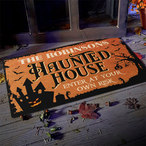 Enter At Your Own Risk - Personalized Decorative Mat, Halloween Ideas..