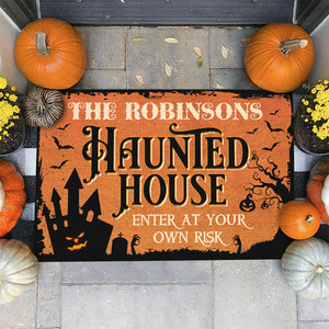 Enter At Your Own Risk - Personalized Decorative Mat, Halloween Ideas..