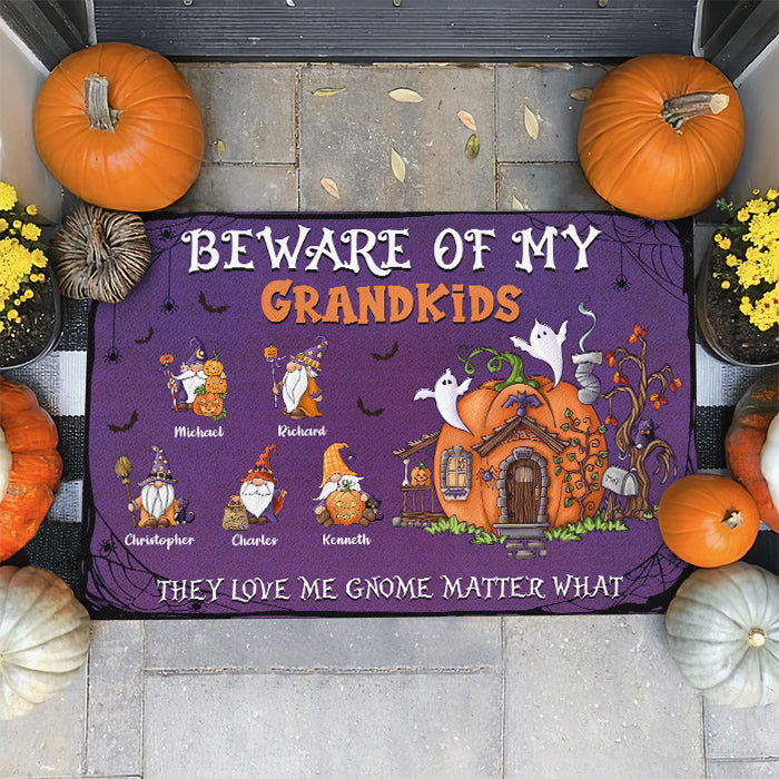 Beware Of My Grandkids - Personalized Decorative Mat, Halloween Ideas..