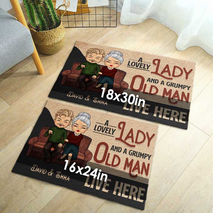 A Lovely Lady & A Grumpy Old Man - Personalized Decorative Mat - Anniversary Gifts, Gift For Couples, Husband Wife