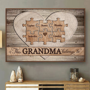 Wooden Heart - Belong To - Personalized Horizontal Poster.