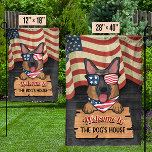 Welcome To The Dog's House - 4th Of July Decoration - Personalized Dog Flag.
