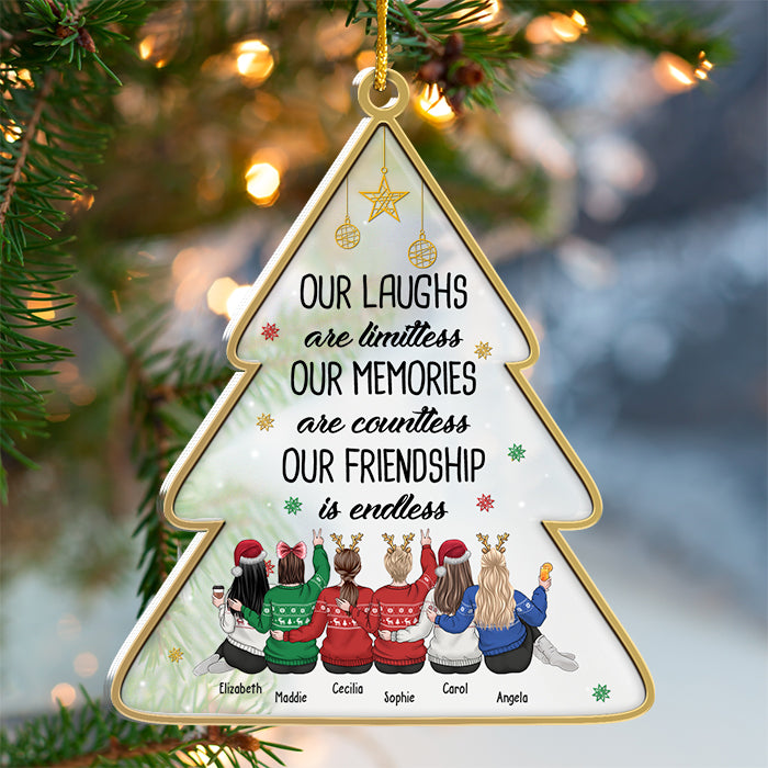 Our Memories Are Countless Our Friendship Is Endless - Personalized Custom Christmas Tree Shaped Acrylic Christmas Ornament - Gift For Bestie, Best Friend, Sister, Birthday Gift For Bestie And Friend, Christmas Gift