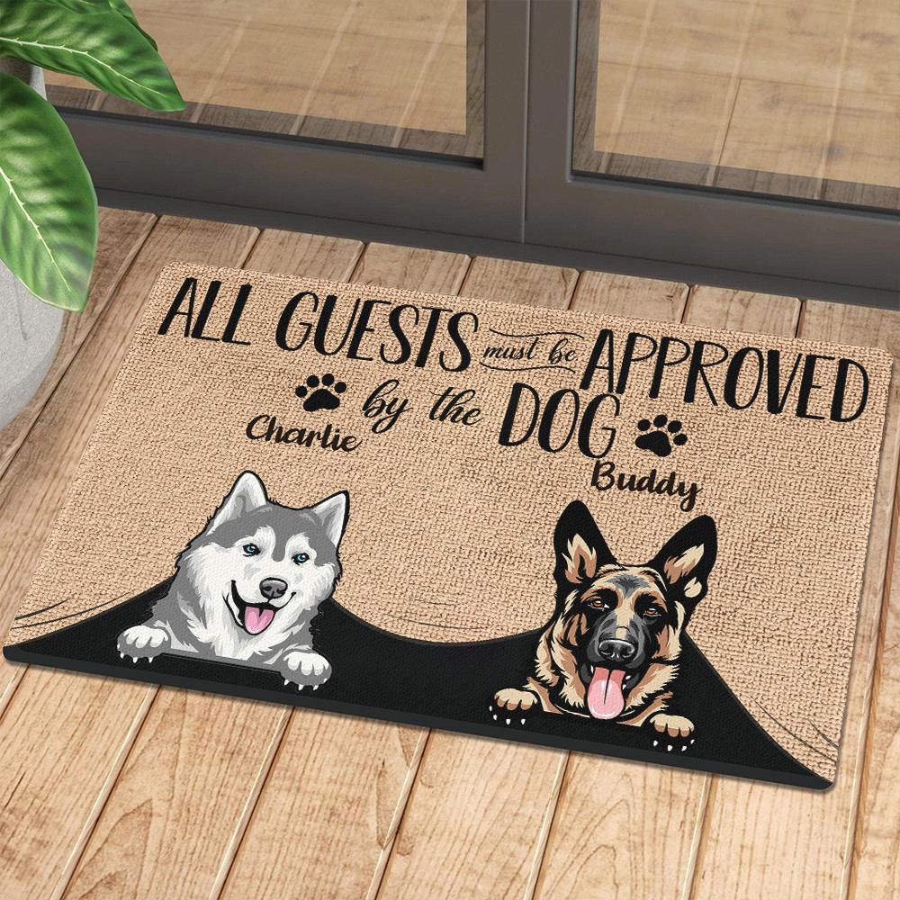 BAGEYOU All Guests Must be Approved Doormat with My Love Dog Golden  Retriever Welcome Floor Mat Custom Name 23.6 X 15.7