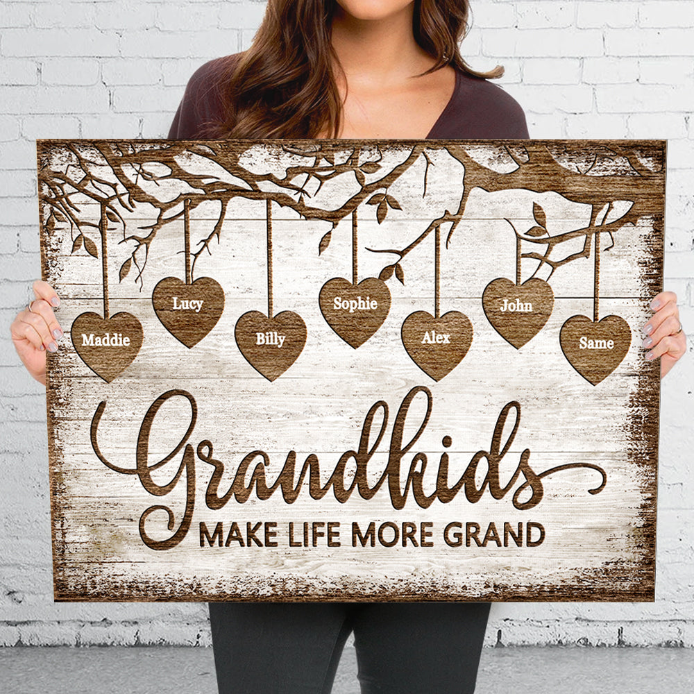 Grandkids Make Life More Grand - Personalized Horizontal Canvas.