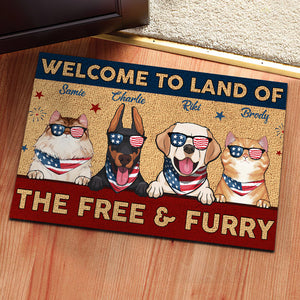 Land Of The Free & Furry - 4th Of July Funny Personalized Pet Decorative Mat (Cat & Dog).