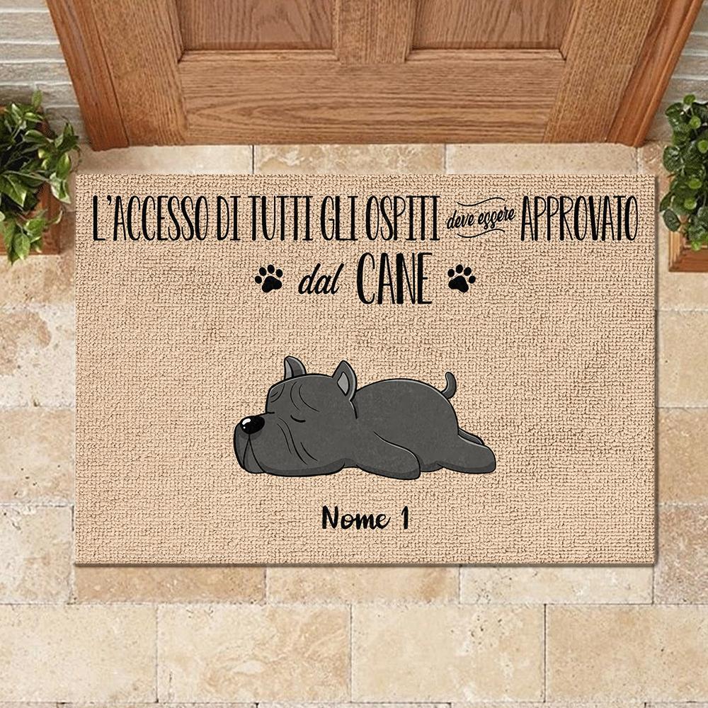 l’accesso di tutti gli ospiti deve essere approvato dal cane Italian - Personalized Decorative Mat.