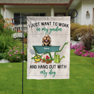 I Just Want To Work In My Garden And Hang Out With My Dogs - Funny Personalized Dog Garden Flag.