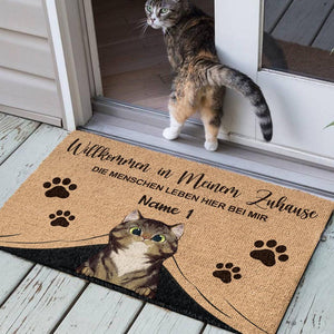 Willkommen in meinem Zuhause German - Funny Personalized Cat Decorative Mat.