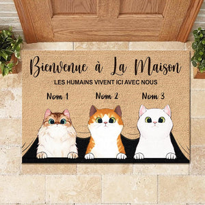 Bienvenue À La Maison French - Funny Personalized Cat Decorative Mat (WT).