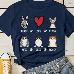 Peace Love Cat - Personalized Custom T-shirt.