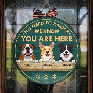 No Need To Knock - Funny Personalized Dog Door Sign.