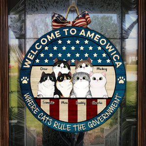 Where Cats Rule The Government - Funny Personalized Cat Door Sign.