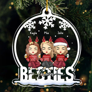 We're Besties Forever - Bestie Personalized Custom Ornament - Acrylic Snow Globe Shaped - New Arrival, Christmas Gift For Best Friends, BFF, Sisters