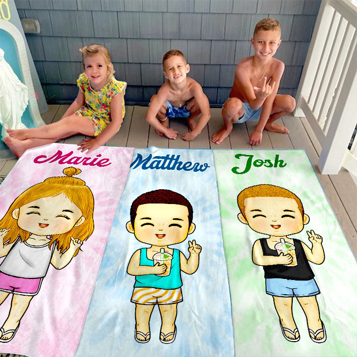 Personalized Beach Towel - Tie-Dye Fun