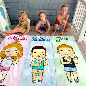 Colorful Tie Dye - Personalized Custom Beach Towel - Gift For Family, Gift For Kids, Christmas Gift