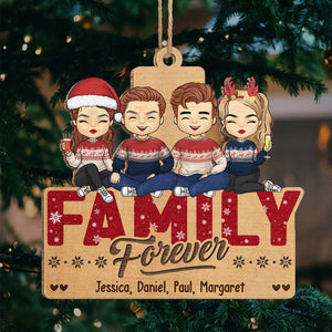 Siblings Forever - Family Personalized Custom Ornament - Wood Unique Shaped - Christmas Gift For Family Members