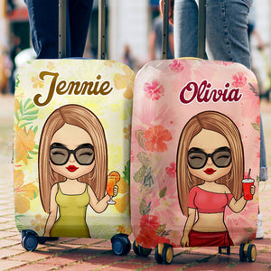Chibi Summer Floral - Personalized Luggage Cover - Gift For Bestie