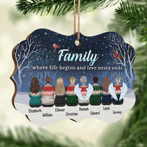 Family Where Life Begins And Love Never Ends - Personalized Custom Benelux Shaped Wood Christmas Ornament - Gift For Family, Christmas Gift