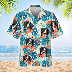 Colorful Tropical Flowers And Leaves - Dog & Cat Personalized Custom Unisex Hawaiian Shirt - Upload Image, Dog Face, Cat Face - Summer Vacation Gift, Gift For Pet Owners, Pet Lovers