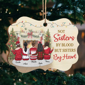Not Sisters By Blood But Sisters By Heart - Personalized Custom Benelux Shaped Wood Christmas Ornament - Gift For Bestie, Best Friend, Sister, Birthday Gift For Bestie And Friend, Christmas Gift