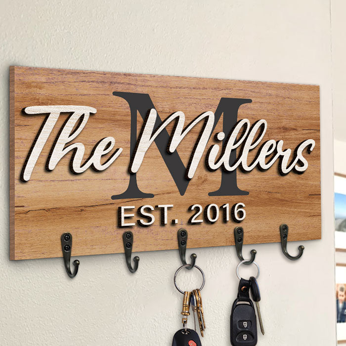 Our Sweet Family - Personalized Key Hanger, Key Holder, 2-Layer Wood K -  Pawfect House