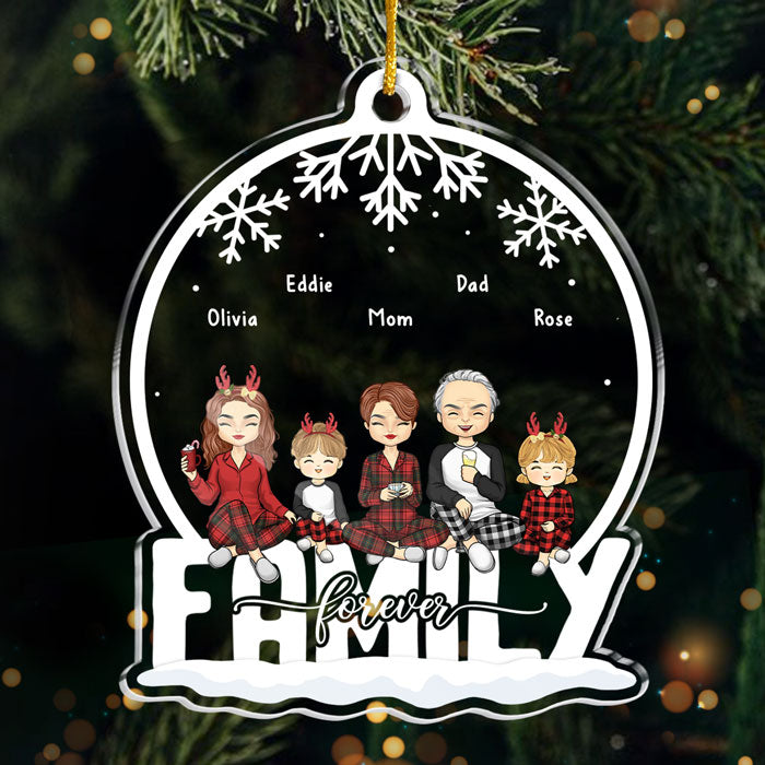 Family Always And Forever - Family Personalized Custom Ornament - Acrylic Snow Globe Shaped - Christmas Gift For Family Members